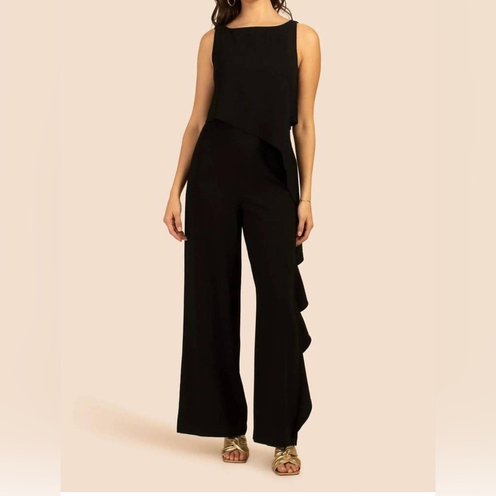 NWT Trina Turk Ila Jumpsuit‎ Black Ruffle Size 0 XS